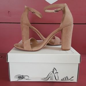 Strappy Suede Block Heels